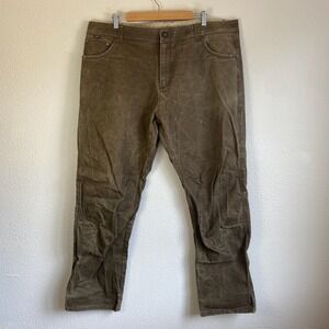 Kuhl Rydr Pants Mens 42x34 Brown Good Waxed Canvas Articulated Knee Workwear